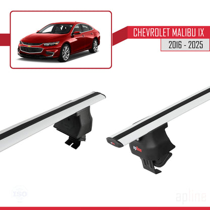 Compatible avec Chevrolet Malibu IX 2016-2025 ACE-4 Barres de Toit Railing Porte-Bagages de Voiture Gris Aluminium 2 Barres