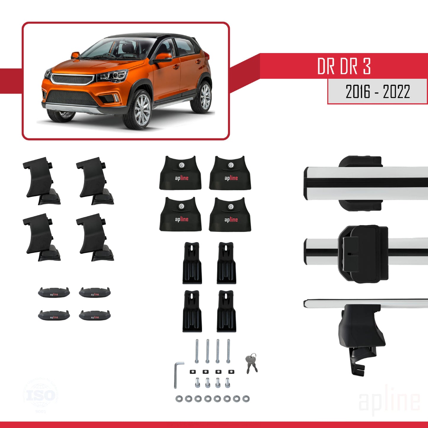 Kompatibel mit DR DR3 2016-2022 ACE-4 Dachgepäckträger, graues Aluminium, 2 Stangen