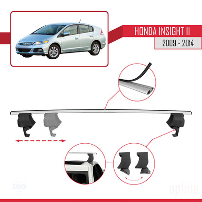 Compatible with Honda Insight 2 (ZE2) 2009-2014 ACE-4 Car Roof Rack Cross Bar Grey Aluminium 2 Bars