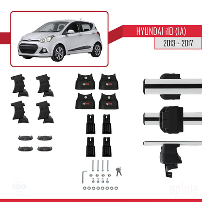 Compatible with Hyundai i10 II (IA) Pre-Facelift 2013-2017 ACE-4 Car Roof Rack Cross Bar Grey Aluminium 2 Bars