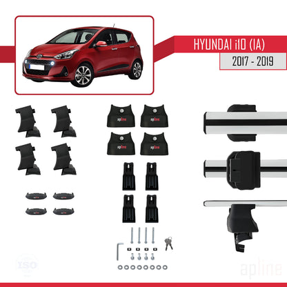 Compatible with Hyundai i10 II (IA) Post-Facelift 2017-2019 ACE-4 Car Roof Rack Cross Bar Grey Aluminium 2 Bars
