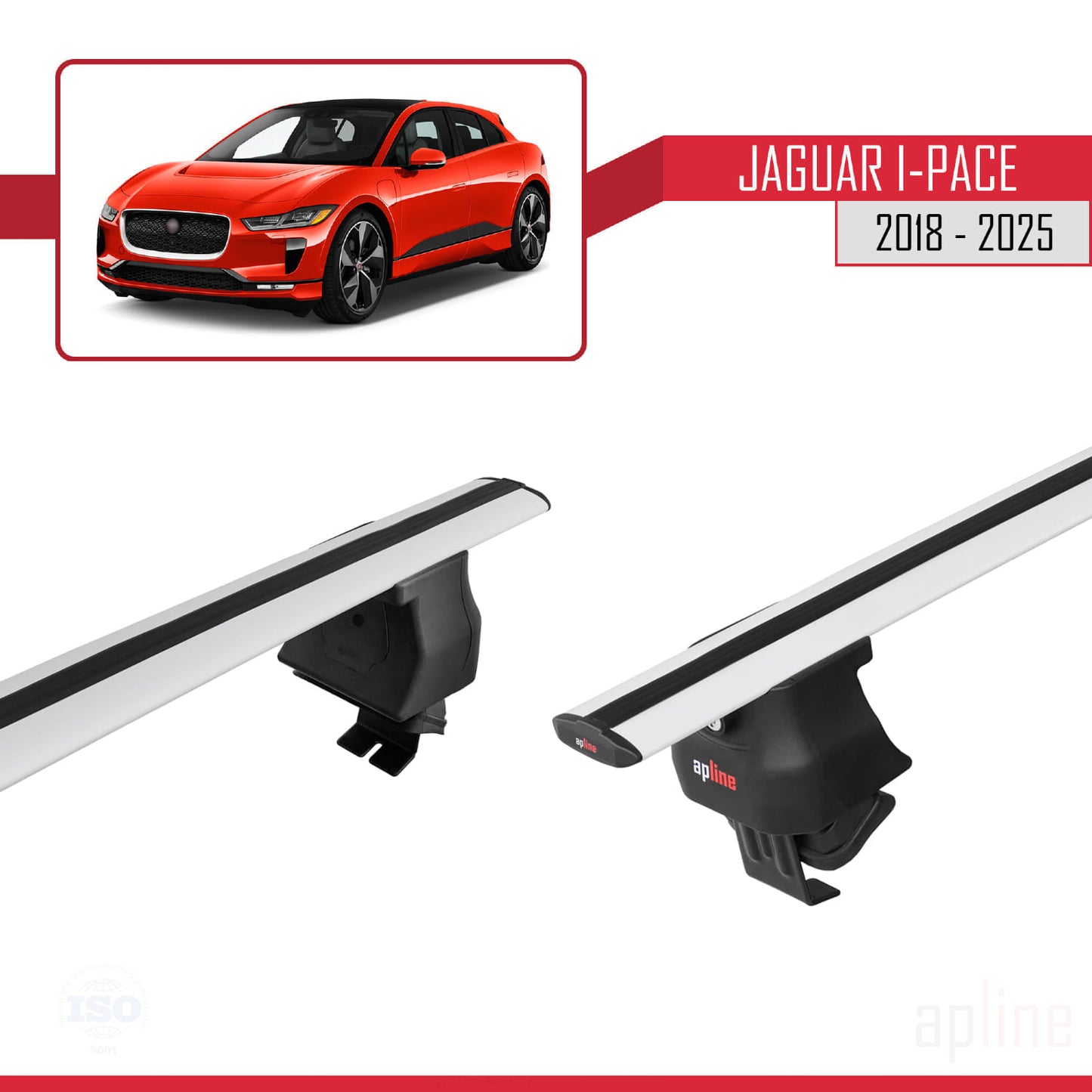 Compatible avec Jaguar I-Pace 2018-2025 ACE-4 Barres de Toit Railing Porte-Bagages de Voiture Gris Aluminium 2 Barres