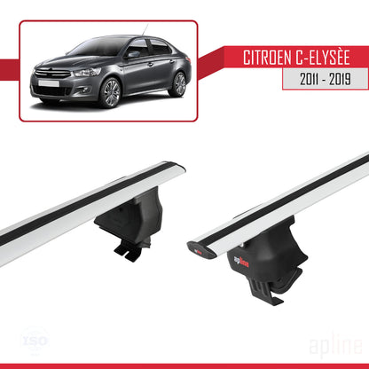 Compatible avec Citroen C-Elysee 2011-2019 ACE-4 Barres de Toit Railing Porte-Bagages de Voiture Gris Aluminium 2 Barres