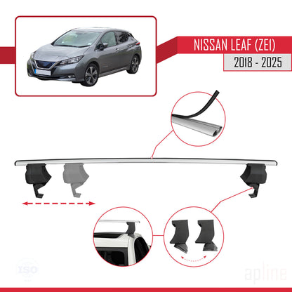 Compatible avec Nissan Leaf 2 (ZE1) 2018-2025 ACE-4 Barres de Toit Railing Porte-Bagages de Voiture Gris Aluminium 2 Barres
