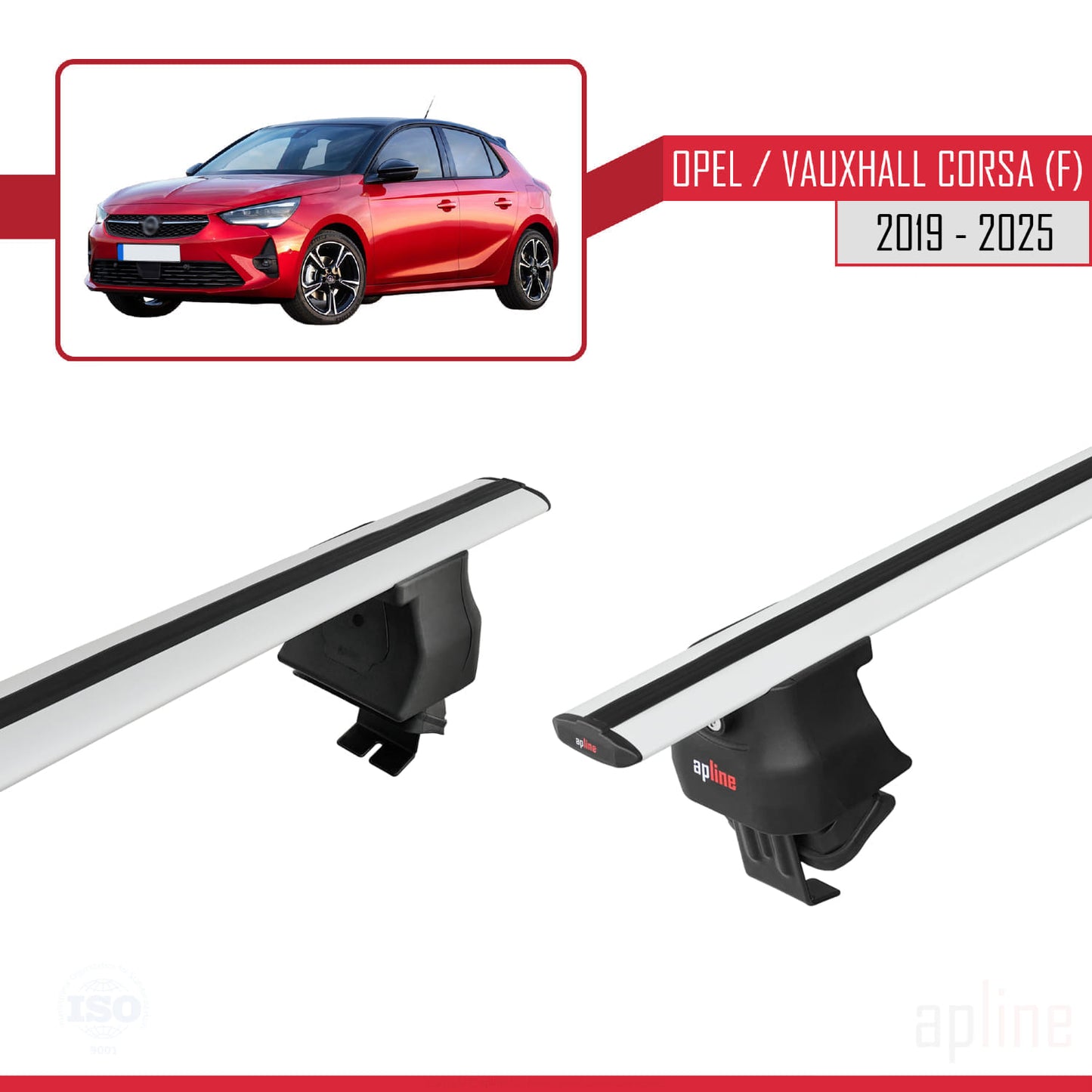 Compatible avec Opel/Vauxhall Corsa F 2019-2025 ACE-4 Barres de Toit Railing Porte-Bagages de Voiture Gris Aluminium 2 Barres
