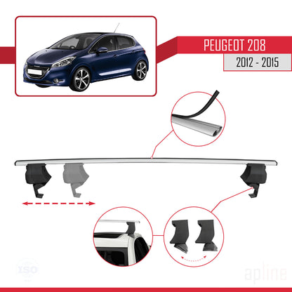 Compatible avec Peugeot 208 (A9) Pre-Facelift 2012-2015 ACE-4 Barres de Toit Railing Porte-Bagages de Voiture Gris Aluminium 2 Barres