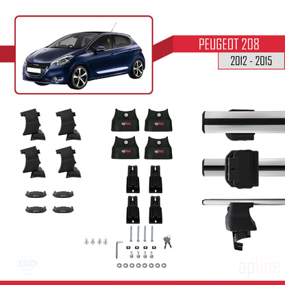 Compatible avec Peugeot 208 (A9) Pre-Facelift 2012-2015 ACE-4 Barres de Toit Railing Porte-Bagages de Voiture Gris Aluminium 2 Barres