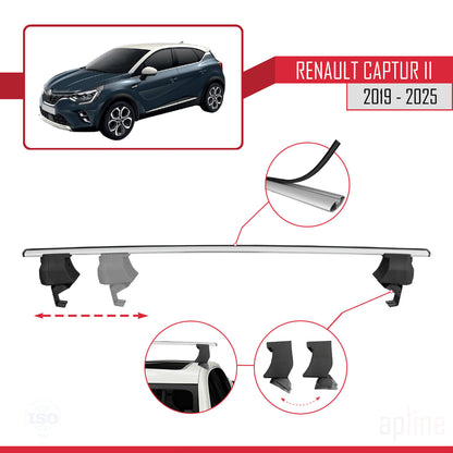 Compatible avec Renault Captur 2 2019-2025 ACE-4 Barres de Toit Railing Porte-Bagages de Voiture Gris Aluminium 2 Barres