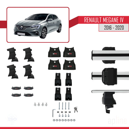 Compatible avec Renault Megane 4 (BFB) Pre-Facelift 2016-2020 ACE-4 Barres de Toit Railing Porte-Bagages de Voiture Gris Aluminium 2 Barres