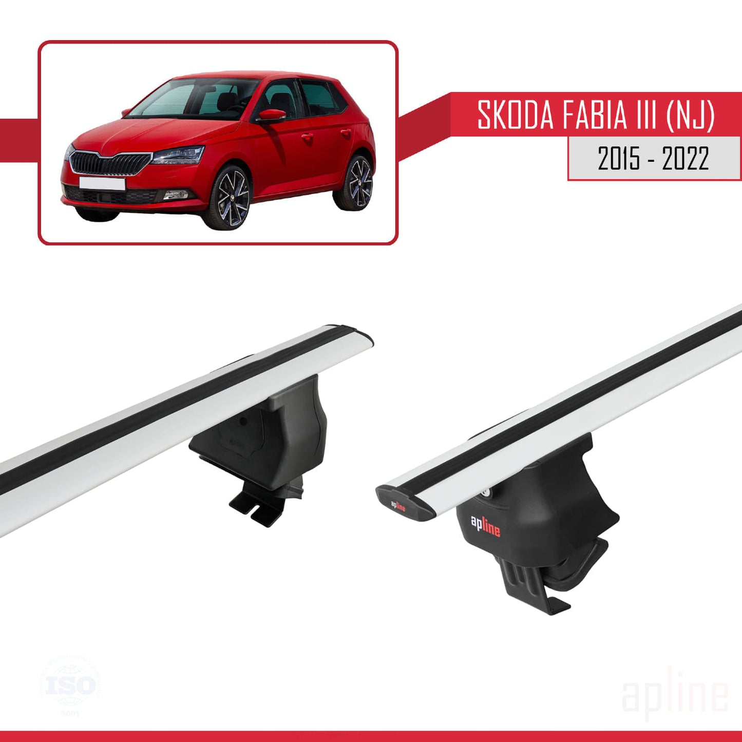 Compatible avec Skoda Fabia 3 (NJ) 2015-2022 ACE-4 Barres de Toit Railing Porte-Bagages de Voiture Gris Aluminium 2 Barres