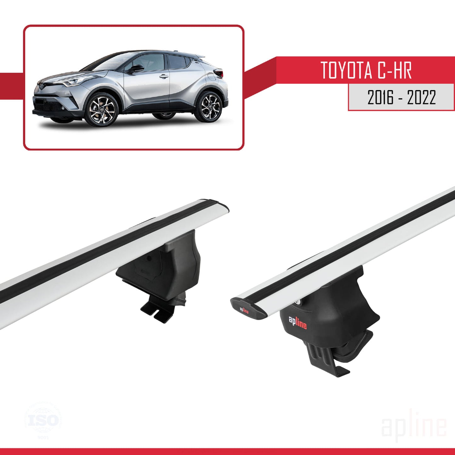 Compatible avec Toyota C-HR 2016-2022 ACE-4 Barres de Toit Railing Porte-Bagages de Voiture Gris Aluminium 2 Barres