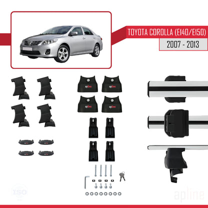 Compatible avec Toyota Corolla 10 (E150) 2007-2013 ACE-4 Barres de Toit Railing Porte-Bagages de Voiture Gris Aluminium 2 Barres