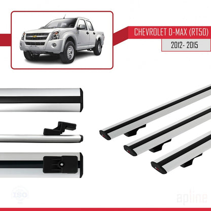 Compatible avec Chevrolet D-Max (RT50) 2012-2015 BASIC Model Barres de Toit Railing Porte-Bagages de Voiture Gris Aluminium 3 Barres