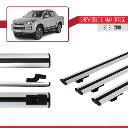 Compatible avec Chevrolet D-Max (RT85) 2016-2019 BASIC Model Barres de Toit Railing Porte-Bagages de Voiture Gris Aluminium 3 Barres