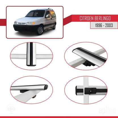 Compatible avec Citroen Berlingo (M49) 1996-2003 BASIC Model Barres de Toit Railing Porte-Bagages de Voiture Gris Aluminium 3 Barres