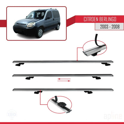Compatible with Citroen Berlingo (M59) 2003-2008 BASIC Model Car Roof Rack Cross Bar Grey Aluminium 3 Bars