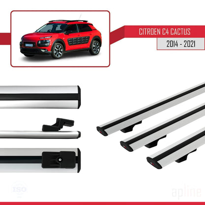 Compatible avec Citroen C4 Cactus 2014-2021 BASIC Model Barres de Toit Railing Porte-Bagages de Voiture Gris Aluminium 3 Barres