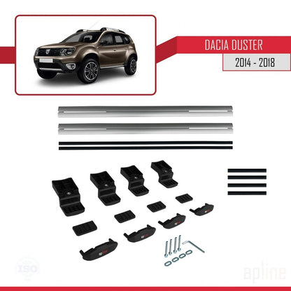 Compatible avec Dacia Duster (HS) Post-Facelift 2014-2017 BASIC Model Barres de Toit Railing Porte-Bagages de Voiture Gris Aluminium 2 Barres