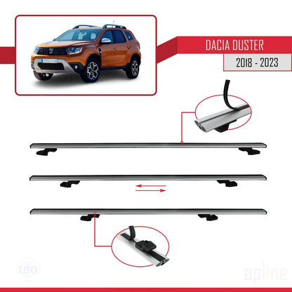 Compatible avec Dacia Duster 2 (HM) 2018-2024 BASIC Model Barres de Toit Railing Porte-Bagages de Voiture Gris Aluminium 3 Barres
