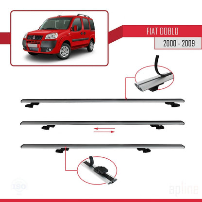 Compatible avec Fiat Doblo 2000-2009 BASIC Model Barres de Toit Railing Porte-Bagages de Voiture Gris Aluminium 2 Barres
