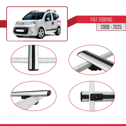 Compatibile con Fiat Fiorino 3 2008-2025 modello BASIC Barre portatutto Railing Portapacchi Auto Alluminio Grigio 4 Barre