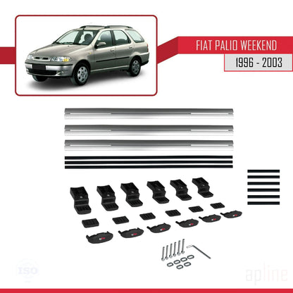 Compatible avec Fiat Palio (178) Weekend 1996-2003 BASIC Model Barres de Toit Railing Porte-Bagages de Voiture Gris Aluminium 3 Barres