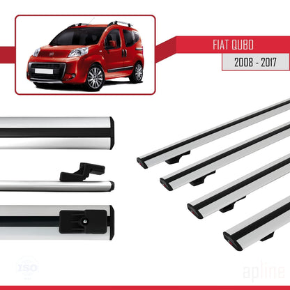 Compatible avec Fiat Qubo 2008-2017 BASIC Model Barres de Toit Railing Porte-Bagages de Voiture Gris Aluminium 4 Barres