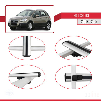 Compatible avec Fiat Sedici 2006-2015 BASIC Model Barres de Toit Railing Porte-Bagages de Voiture Gris Aluminium 2 Barres