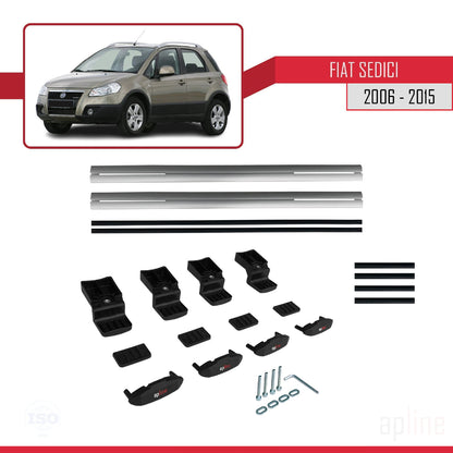 Compatible avec Fiat Sedici 2006-2015 BASIC Model Barres de Toit Railing Porte-Bagages de Voiture Gris Aluminium 2 Barres