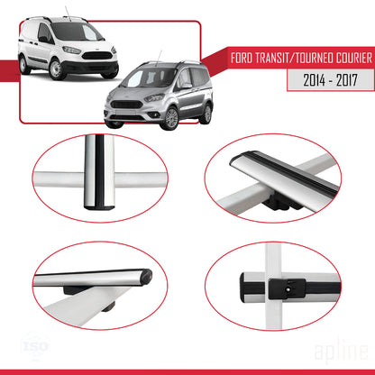 Compatible avec Ford Transit/Tourneo Courier Pre-Facelift 2014-2017 BASIC Model Barres de Toit Railing Porte-Bagages de Voiture Gris Aluminium 3 Barres