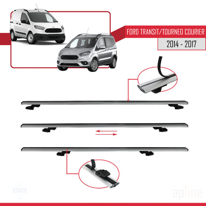 Compatible avec Ford Transit/Tourneo Courier Pre-Facelift 2014-2017 BASIC Model Barres de Toit Railing Porte-Bagages de Voiture Gris Aluminium 4 Barres