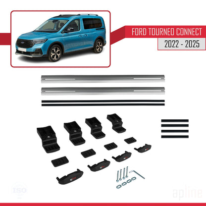 Compatible avec Ford Transit/Tourneo Connect 3 2022-2025 BASIC Model Barres de Toit Railing Porte-Bagages de Voiture Gris Aluminium 2 Barres