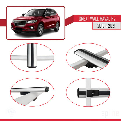 Compatible with Great Wall Haval H2 2019-2021 BASIC Model Car Roof Rack Cross Bar Grey Aluminium 3 Bars