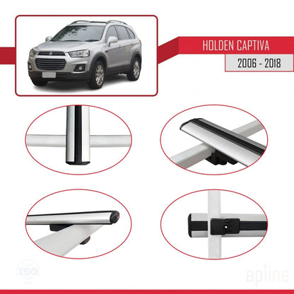 Compatible with Holden Captiva 2006-2018 BASIC Model Car Roof Rack Cross Bar Grey Aluminium 2 Bars