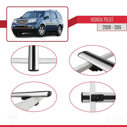 Compatible avec Honda Pilot 2 2009-2015 BASIC Model Barres de Toit Railing Porte-Bagages de Voiture Gris Aluminium 2 Barres