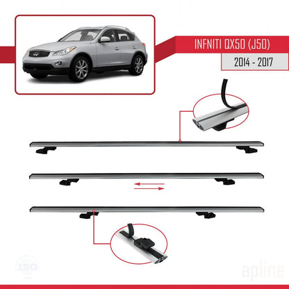 Compatible avec Infiniti QX50 (J50) 2014-2017 BASIC Model Barres de Toit Railing Porte-Bagages de Voiture Gris Aluminium 3 Barres