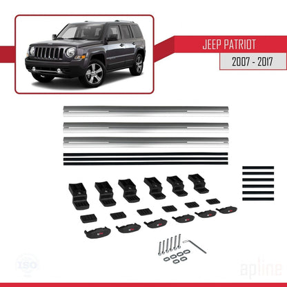 Compatible avec Jeep Patriot 2007-2017 BASIC Model Barres de Toit Railing Porte-Bagages de Voiture Gris Aluminium 3 Barres