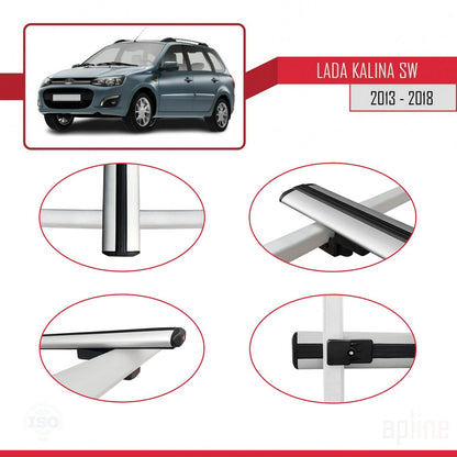 Compatible avec Lada Kalina 2 Break 2013-2018 BASIC Model Barres de Toit Railing Porte-Bagages de Voiture Gris Aluminium 2 Barres