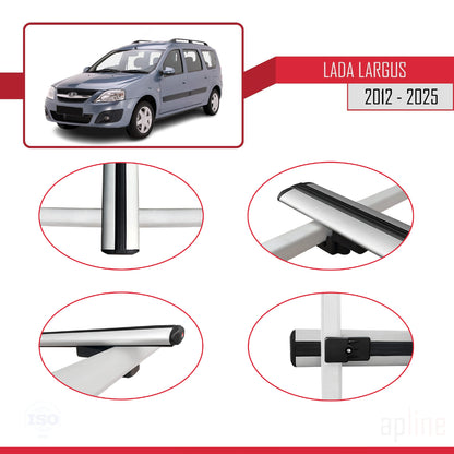 Compatible avec Lada Largus 2012-2025 BASIC Model Barres de Toit Railing Porte-Bagages de Voiture Gris Aluminium 3 Barres