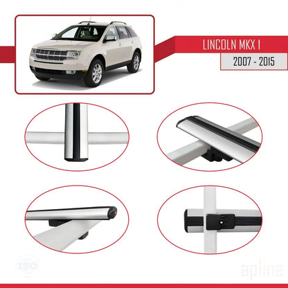 Compatible avec Lincoln MKX (U388) 2007-2015 BASIC Model Barres de Toit Railing Porte-Bagages de Voiture Gris Aluminium 3 Barres