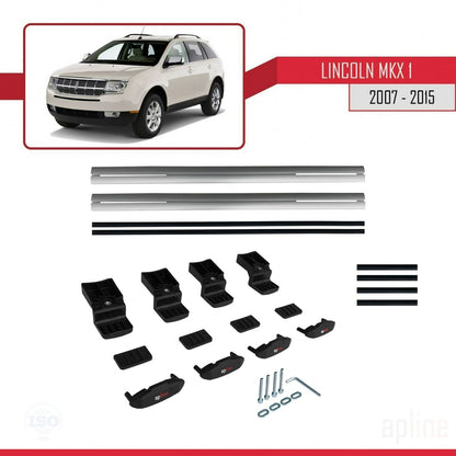 Compatible with Lincoln MKX (U388) 2007-2015 BASIC Model Car Roof Rack Cross Bar Grey Aluminium 2 Bars