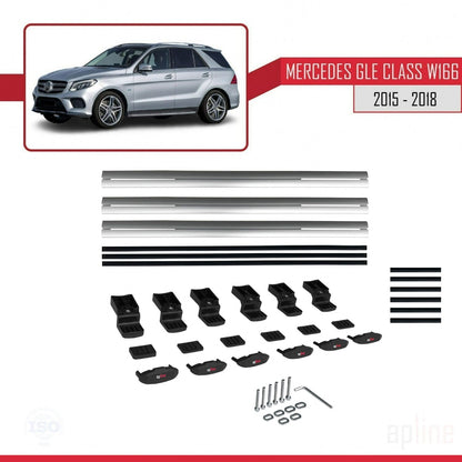 Compatible avec Mercedes Classe GLE 3 (W166) 2015-2018 BASIC Model Barres de Toit Railing Porte-Bagages de Voiture Gris Aluminium 3 Barres