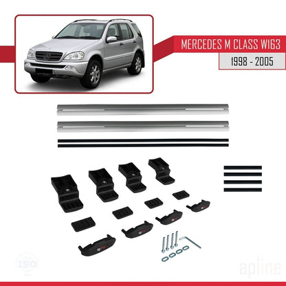 Compatible avec Mercedes Classe M (W163) 1998-2005 BASIC Model Barres de Toit Railing Porte-Bagages de Voiture Gris Aluminium 2 Barres