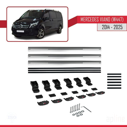 Compatible with Mercedes Viano 3 (W447) 2014-2025 BASIC Model Car Roof Rack Cross Bar Grey Aluminium 3 Bars
