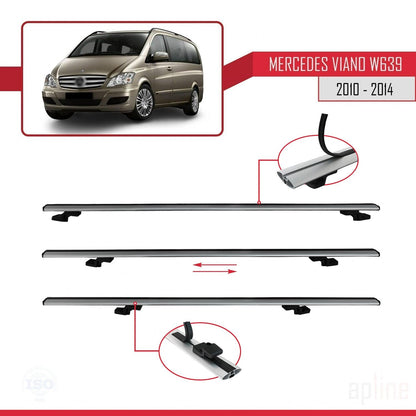 Compatible avec Mercedes Viano 2 (W639) Post-Facelift 2010-2014 BASIC Model Barres de Toit Railing Porte-Bagages de Voiture Gris Aluminium 3 Barres