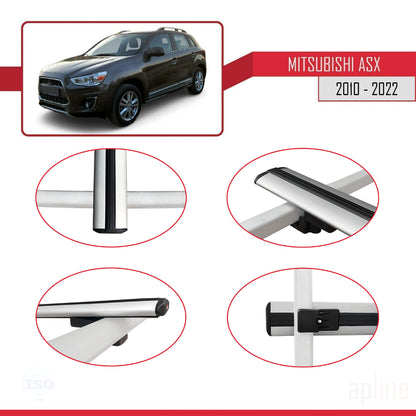 Compatible avec Mitsubishi ASX (GA) 2010-2022 BASIC Model Barres de Toit Railing Porte-Bagages de Voiture Gris Aluminium 2 Barres