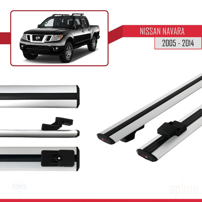 Compatible with Nissan Navara 3 (D40) 2005-2014 BASIC Model Car Roof Rack Cross Bar Grey Aluminium 2 Bars
