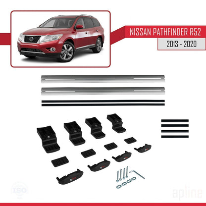Compatible avec Nissan Pathfinder 4 (R52) 2013-2020 BASIC Model Barres de Toit Railing Porte-Bagages de Voiture Gris Aluminium 2 Barres