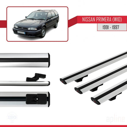 Compatible avec Nissan Primera (W10) Traveller 1991-1997 BASIC Model Barres de Toit Railing Porte-Bagages de Voiture Gris Aluminium 3 Barres