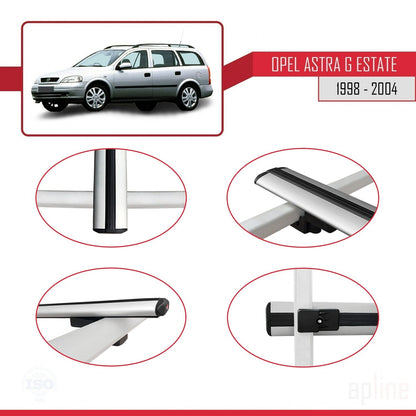 Compatible avec Opel Astra G (T98) Break 1998-2004 BASIC Model Barres de Toit Railing Porte-Bagages de Voiture Gris Aluminium 3 Barres